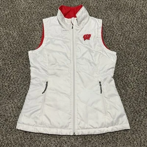 Columbia Wisconsin Badgers Size Small Reversible Red White Full Zip Womens Vest - Picture 1 of 8