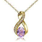 Gold Tone over Silver Simulated Amethyst Oval Infinity and CZ Accents Necklace