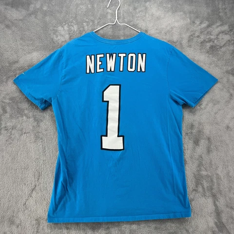 Nike Athletic Cut T-Shirt Mens Size L Blue Cam Newton #1 Carolina Panthers Cover