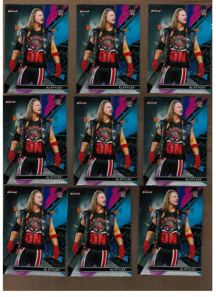 2021 WWE Topps Finest #1 AJ Styles Base Card Lot (9 Cards) - Image 1 of 1