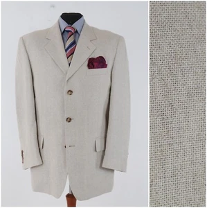 Mens Summer Blazer 44R UK Size C.COMBERTI Beige Linen Sport Coat Jacket - Picture 1 of 13