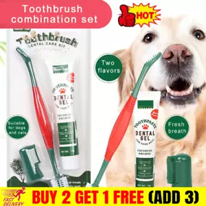 Pet Toothbrush Toothpaste Kit Finger Brush Clean Teeth Mouth Dental Care Cat Dog - Picture 1 of 5