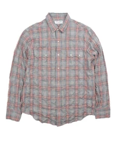 Saint Laurent S/S 2016 Gray Check Flannel Western Shirt Size L - Picture 1 of 13