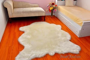 FREE-CUT Sheepskin Flokati Nursery White Fur Area Rug Baby Rugs - Picture 1 of 4