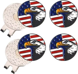 Golf Ball Markers Metal With Magnetic Hat Clip USA Eagle Easily to Cap Gifts - Picture 1 of 11
