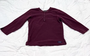 Vintage Y2K Abercrombie & Fitch Henley Top Long Button Maroon Medium - Picture 1 of 7
