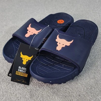 Sandalia Under Armour Project Rock 3 Slides Unisex Adulto M11 W12.5 Azul Sin Cordones Foto 1 de 4