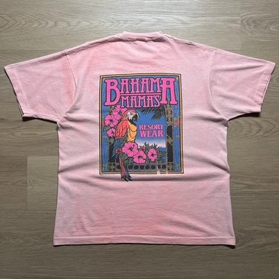 Винтажная футболка 80-х Bahama Mama's Parrot размер XL розовая одинарный шов пляжный цветок - Изображение 1 из 4