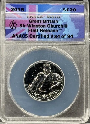 2015 Great Britain Winston Churchill ANACS MS-70 First Release - Image 1 of 2