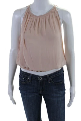 Ramy Brook Womens Sleeveless Scoop Neck Smocked Blouse Top Beige Size Medium - Image 1 of 4