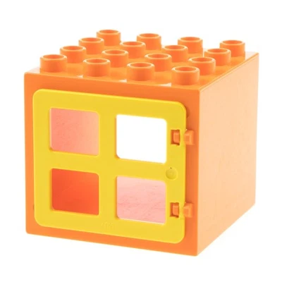 1x Lego Duplo Window 4x4x3 Orange Cube Door 1x4x3 Yellow 90265 11345 - Image 1 of 2