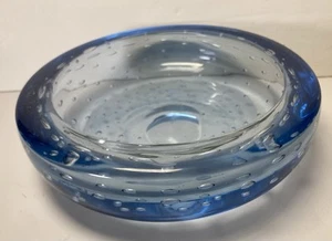 Whitefriars Blue Glass Bubble Ashtray Trinket Dish Bowl Medium Size 14.7cm - Picture 1 of 8