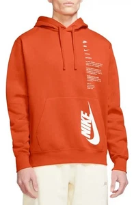 Nike Club Shoebox Pullover Hoodie Sweatshirt Unisex M Orange Graphic Streetwear - Picture 1 of 11