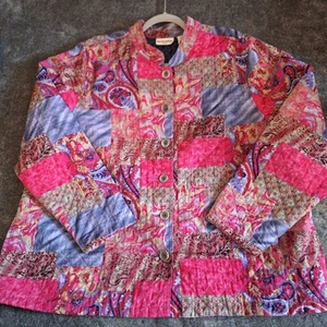 Breckenridge Quilted Button Up Jacket Womans 3X Patchwork Pasely Floral Asian - Picture 1 of 12