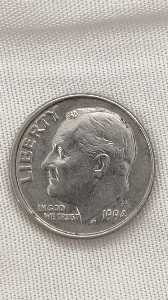 1994 Philadelphia Mint Roosevelt Dime Error Off-center Strike - Image 1 of 4