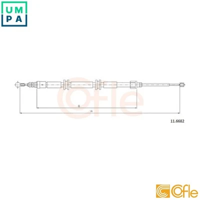 CABLE PULL PARKING BRAKE 11.6682 FOR RENAULT KANGOO/GRAND/Rapid/Express/BE/BOP - Image 1 of 4