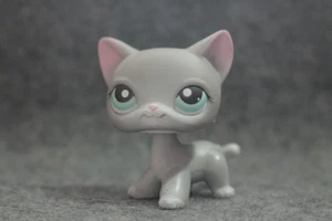 Auténtico gato de pelo corto Littlest Pet Shop LPS gris oscuro blanco #126 - Imagen 1 de 4