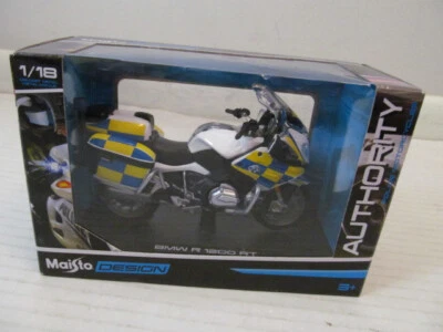 Maisto Design Authority BMW R 1200 RT Motorcycle, 1/18 Scale, Blue/Yellow Police - Image 1 of 4