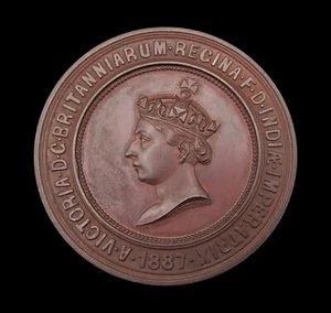 1887 JUBILEE LEYLAND LIBRARY & MUSEUM 52mm BRONZE & WHITE METAL MEDALS - Picture 1 of 5