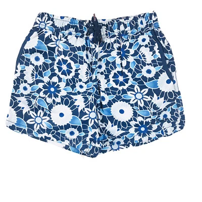 Jr. Swim Kids Blue Grey Nylon Elastic Waist Floral Swim Shorts Trunks Sz 5/6 - Image 1 of 3