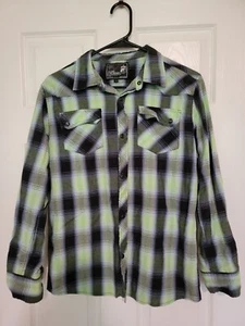 Elixir Shirt Teen XL Plaid Long sleeve Pearl snap Button down 100% Cotton - Picture 1 of 5