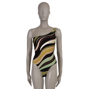 71567 auth EMILIO PUCCI Khaki 2023 FIAMME PRINT Swimsuit XS - Picture 1 of 5