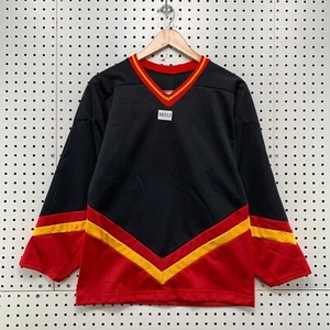 VTG 90s Athletic Sewing Co Blank Hockey Jersey Boys Medium Black 18.5x25.5 - Picture 1 of 15