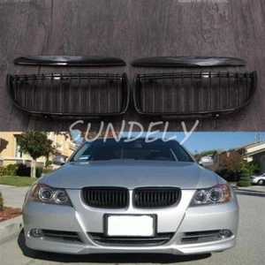 Gloss Black Kidney Sport Grilles Grill For BMW E90 3-Series Sedan Wagon 2006 UK - Picture 1 of 9