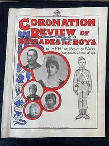 CORONATION REVIEW OF BRIGADES FOR BOYS 1902 PROGRAMME - INCLU. CHURCH & JEWISH - Picture 1 of 20