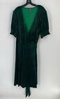 ModCloth Womens Green Black Striped Velvet Short Sleeve V-Neck Wrap Dress 2X