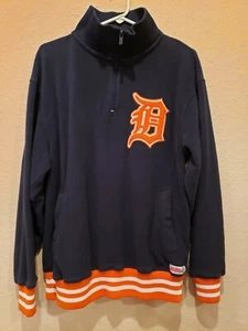 Detroit Tigers Stitches Quarter Zip Pullover Fleece Sz Medium - Picture 1 of 8