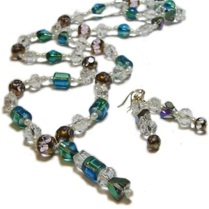 Eye-Catching Multi-Colored Glass Necklace & Earring Set By SoniaMcD - Picture 1 of 5