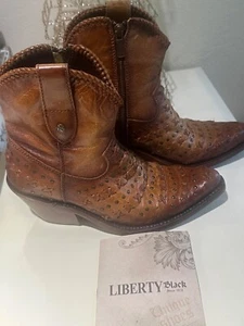 Liberty Black Boots Size 7, Trento Tan Emily MSRP $286.00 Lightly Worn With Box - Picture 1 of 6