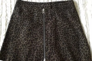 ALL SAINTS Lena Leo Womens Suede Skirt UK 8 W29 Brown Animal Print Leather - Picture 1 of 9
