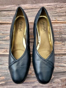 7.5 M Soft Styles Pumps Navy H701286 Hush Puppies 1.5" Heel career work - Picture 1 of 8
