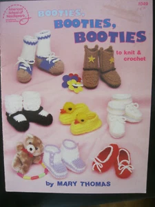 American School Needlework 1049 BABY BOOTY knit crochet 18pg booklet Mary Thomas - Picture 1 of 9