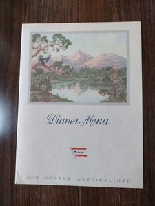 THE NORWEGIAN AMERICAN CRUISE LINE S.S STAVANGERFJORD DINNER MENU June 1957 Lake - Picture 1 of 19