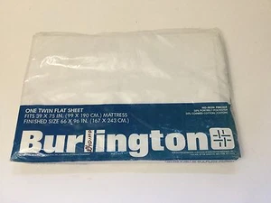 Burlington Percale Sheet Twin Size Flat White Vintage Made In The USA - Picture 1 of 7