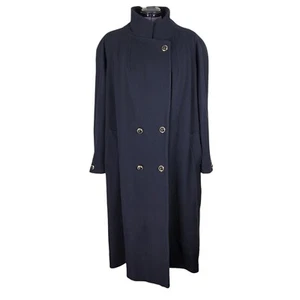 Abrigo Maggie Barnes Talla 32W Negro Mezcla Lana Maxi Doble Pecho Bolsillos Forrado - Imagen 1 de 7