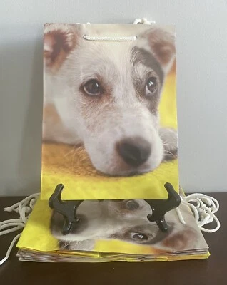 "Par (2 piezas) NUEVAS bolsas de regalo Hallmark Expressions cachorro perro Jack Russell, 9,25"" de altura" Foto 1 de 4