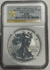 2013 W REVERSE PROOF SILVER EAGLE NGC PF69 EARLY RELEASES FROM WEST POINT SET - Picture 1 of 2