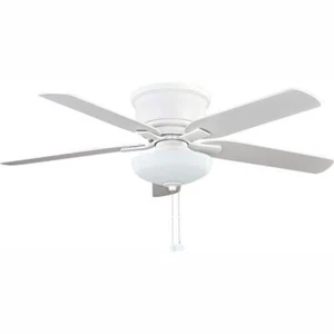 Hampton Bay LED AC Ceiling Fan 52" Reversible Blades w/ Light Kit Matte White - Picture 1 of 11
