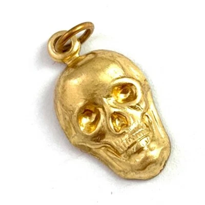 Dije de calavera pequeño collar colgante latón metal estampado joyería Foto 1 de 4