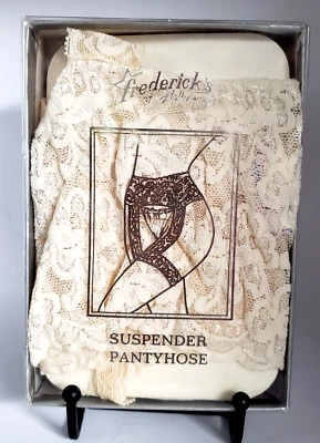 Lencería Sexy Vintage Fredericks of Hollywood Tirantes Pantimedias Marfil Talla M L Foto 1 de 4