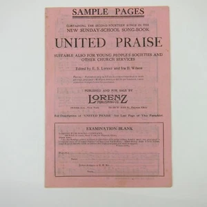 Sheet Music Sunday School Songs Lorenz Publishing Co Dayton Ohio Antique 1908 - Picture 1 of 12