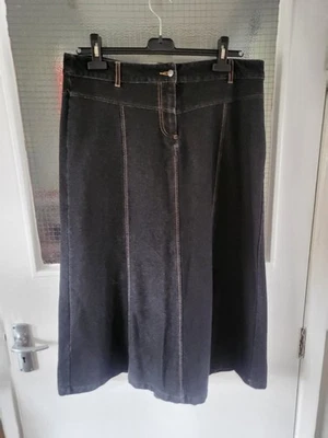 Cotton Traders black denim midi skirt size 14 boho retro long autumn casual - Image 1 of 4
