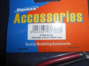 Ripmax 0-RAXL10 XT60 Male w/10cm 12AWG cable Mini Z GL Racing - Picture 1 of 3
