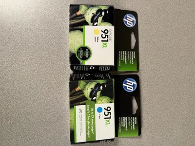 Juego de cartuchos de tinta HP 951XL amarillo y cian azul. Caducado Foto 1 de 4