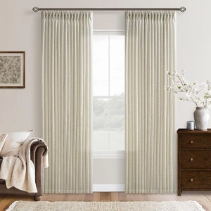Tan Beige Memory Trained Curtains 105 Inches Long for Living Room 2 Panels Se... - Bild 1 von 7