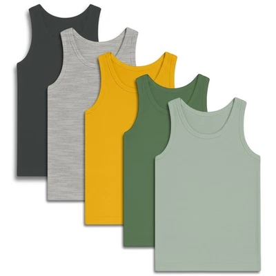 BELVIAN BOYS KIDS PACK OF 5 VESTS 100% COTTON SIZE 2 - 14